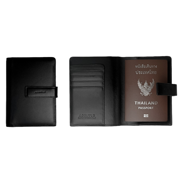 AGENTLE • SLIMPASS Passport Wallet Magnetic Closure • Smooth Top-Grain Leather