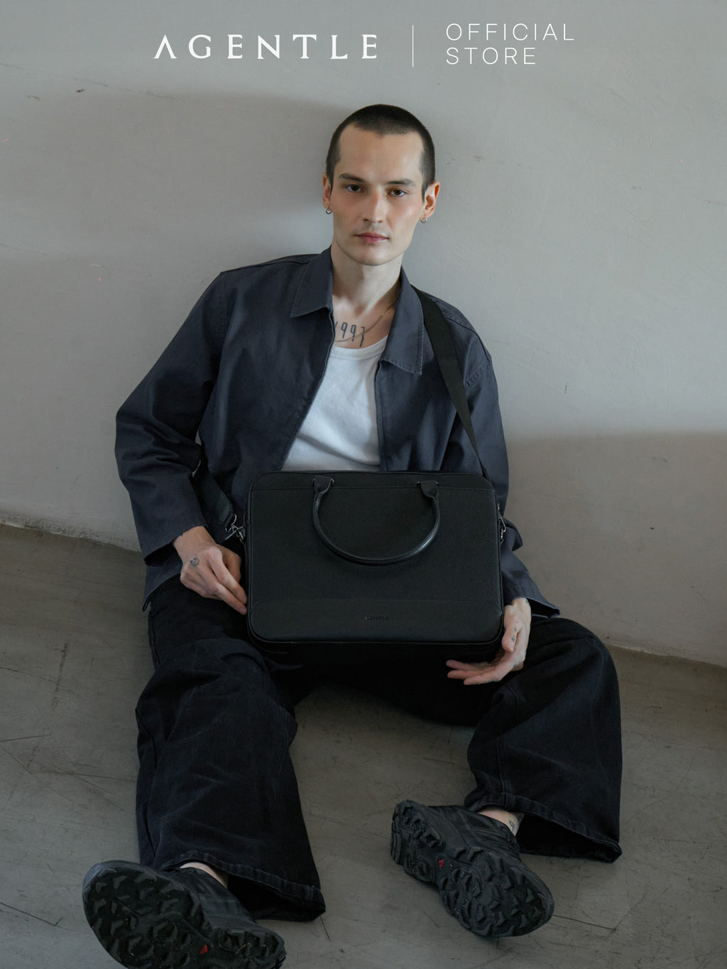 AGENTLE • A BRIEFCASE – Laptop Ready Structured Business Briefcase • Minimal Black