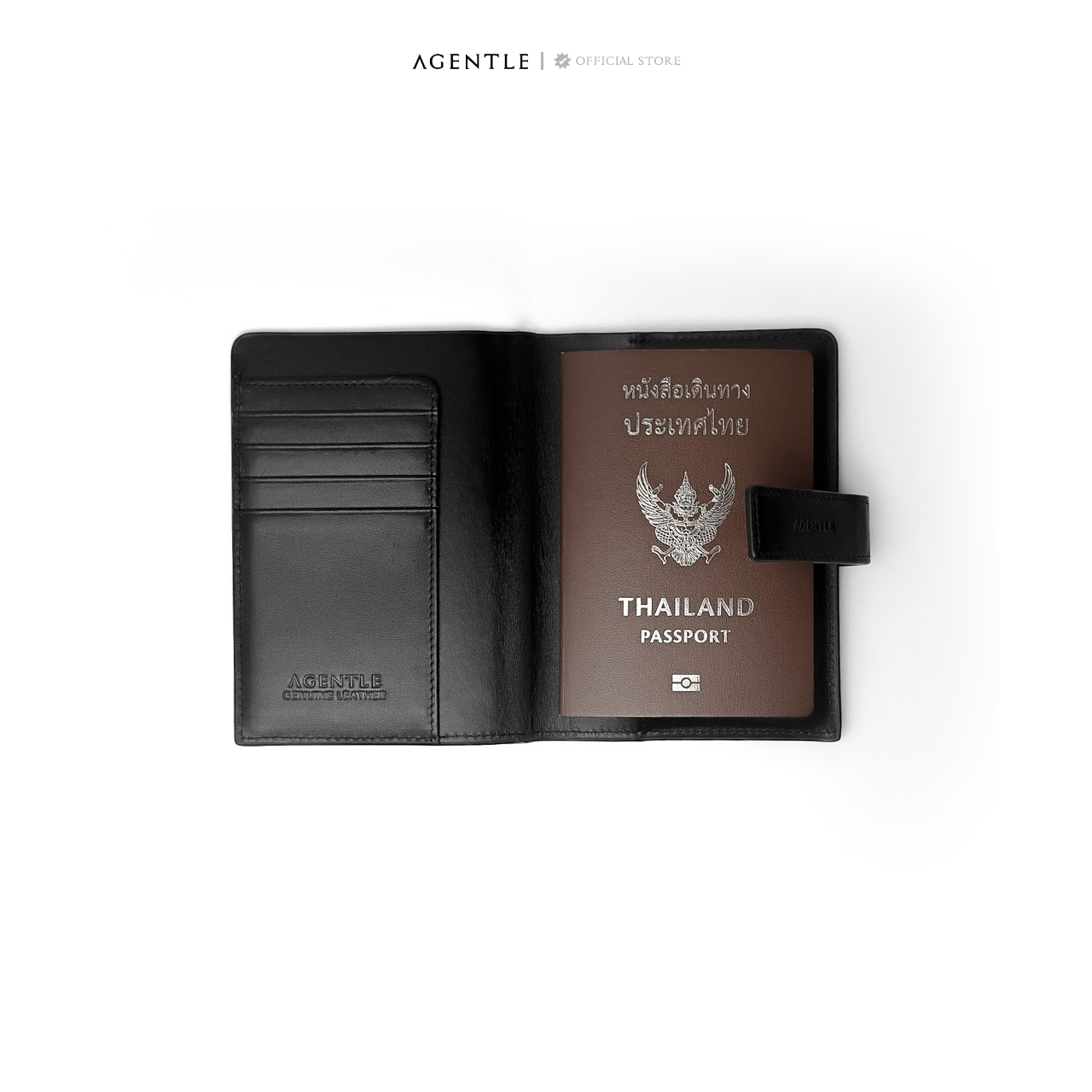 AGENTLE • SLIMPASS Passport Wallet Magnetic Closure • Smooth Top-Grain Leather