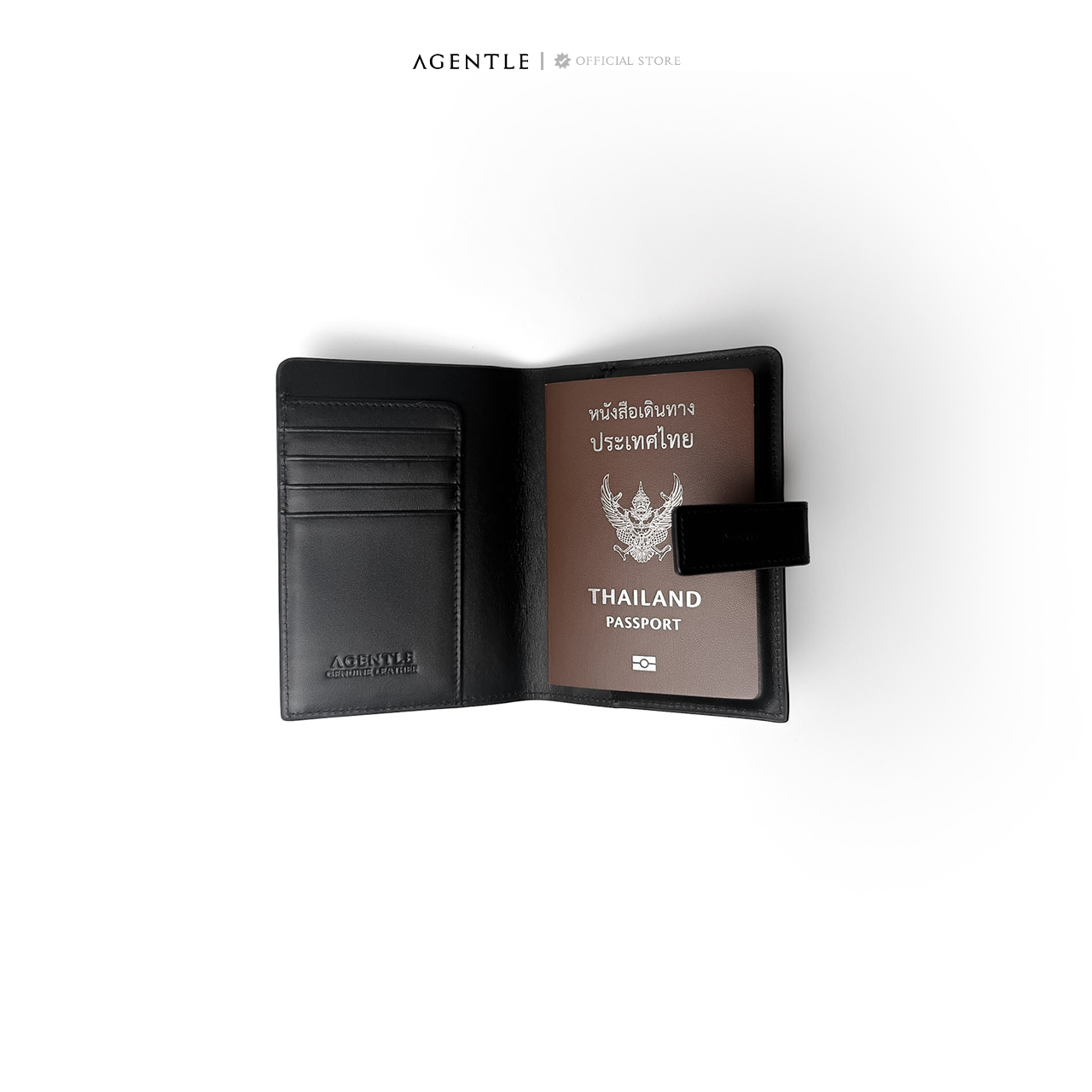 AGENTLE • SLIMPASS Passport Wallet Magnetic Closure • Smooth Top-Grain Leather