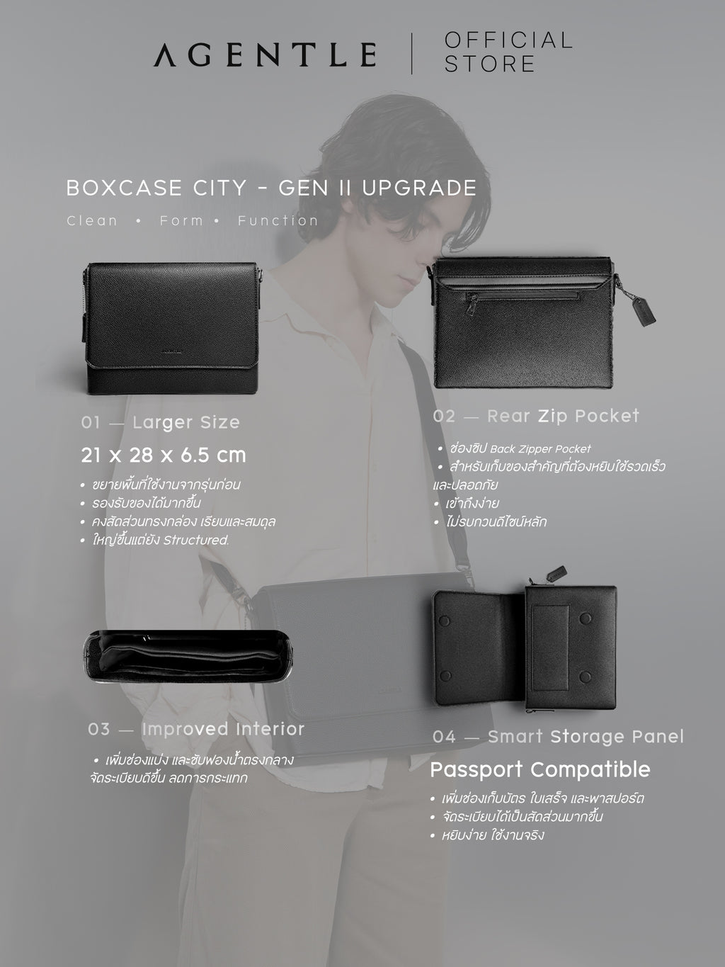 AGENTLE • BOXCASE CITY - Structured Cuboid Messenger for Men