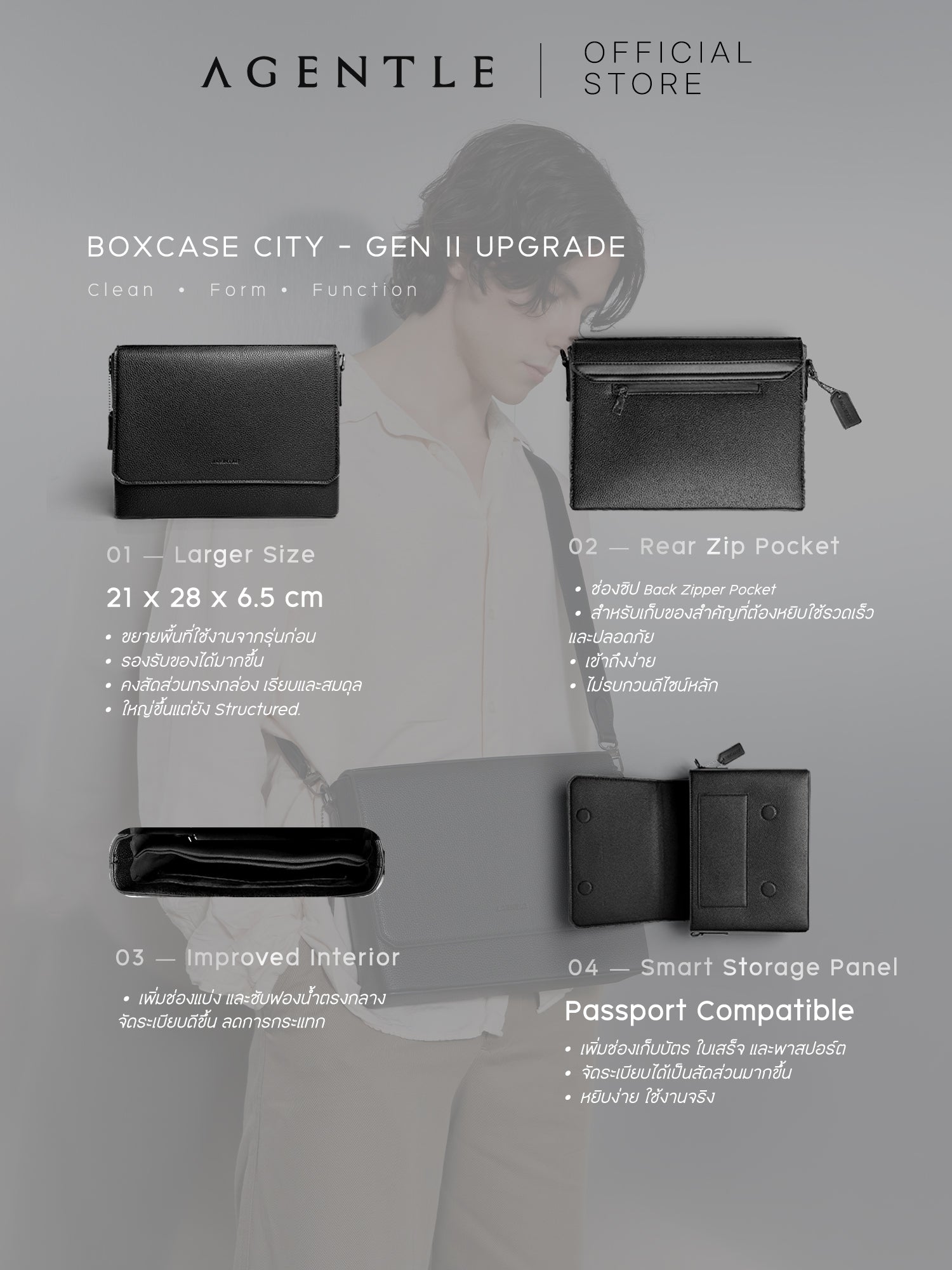 AGENTLE • BOXCASE CITY - Structured Cuboid Messenger for Men