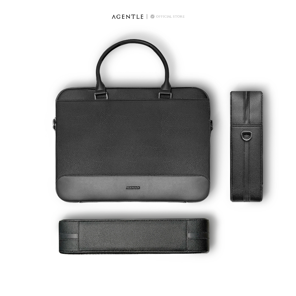 AGENTLE • A BRIEFCASE – Laptop Ready Structured Business Briefcase • Minimal Black