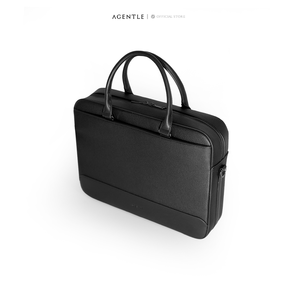 AGENTLE • A BRIEFCASE – Laptop Ready Structured Business Briefcase • Minimal Black