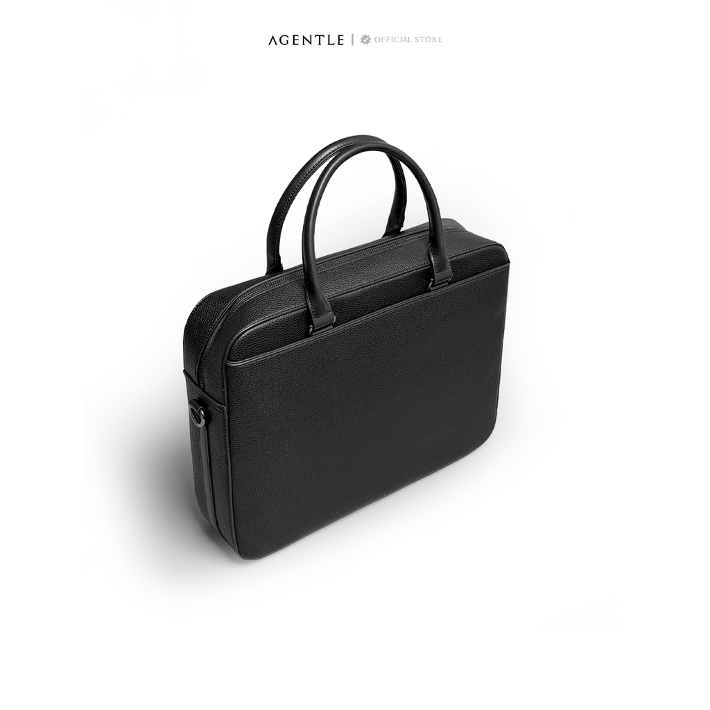 AGENTLE • A BRIEFCASE – Laptop Ready Structured Business Briefcase • Minimal Black