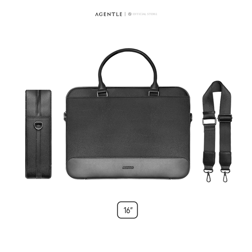 AGENTLE • A BRIEFCASE – Laptop Ready Structured Business Briefcase • Minimal Black