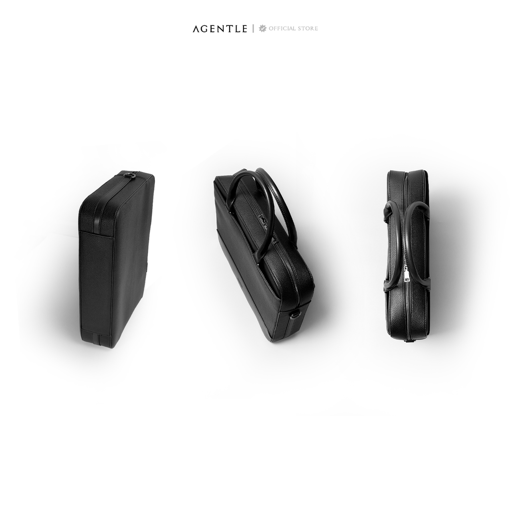 AGENTLE • A BRIEFCASE – Laptop Ready Structured Business Briefcase • Minimal Black