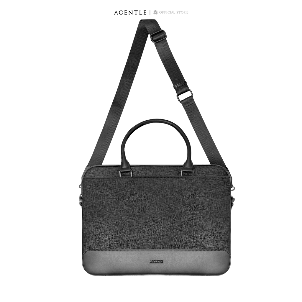 AGENTLE • A BRIEFCASE – Laptop Ready Structured Business Briefcase • Minimal Black