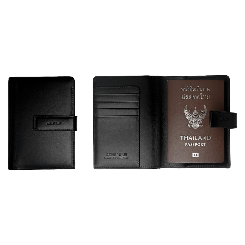 AGENTLE • SLIMPASS Passport Wallet Magnetic Closure • Smooth Top-Grain Leather