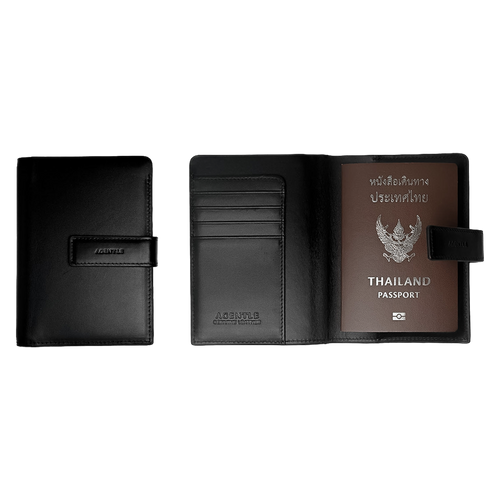 AGENTLE • SLIMPASS Passport Wallet Magnetic Closure • Smooth Top-Grain Leather